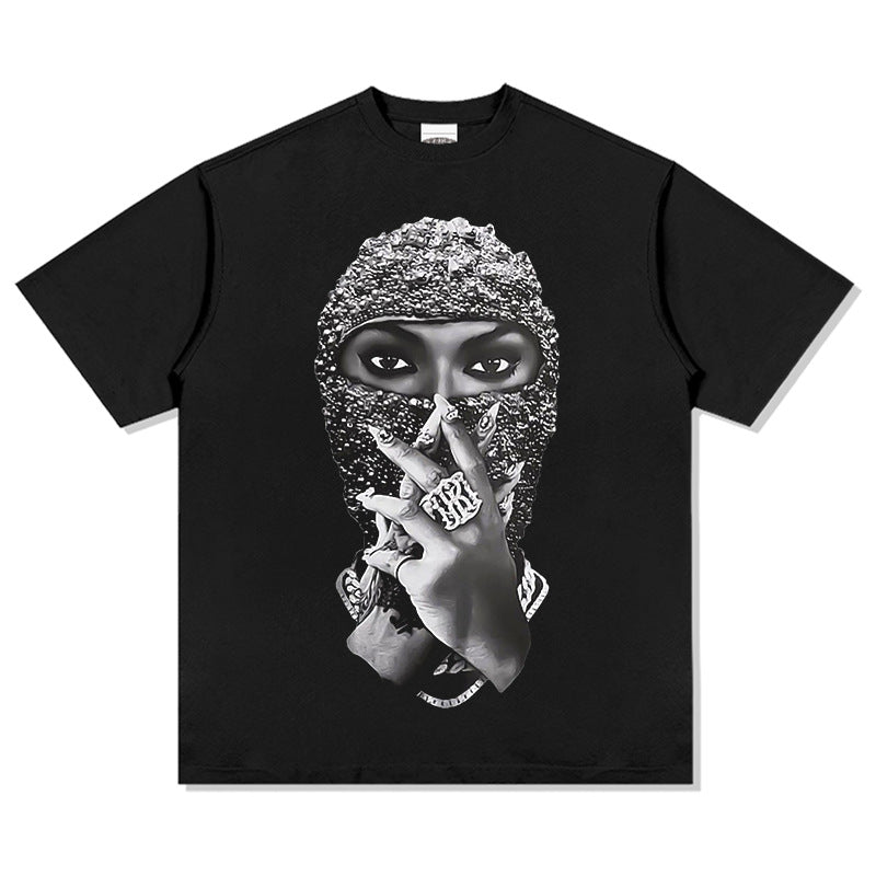 Cool t rapper summer t-shirt pearl masked man print short sleeve t-shirt