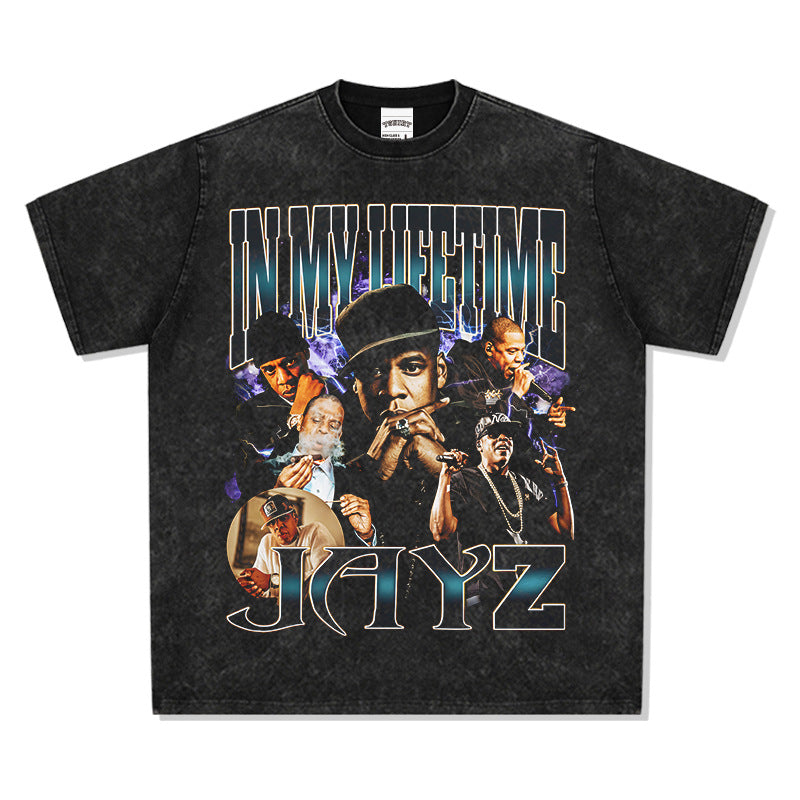 Marcas streetwear usa vintage hip hop jay-z print short sleeve t-shirt