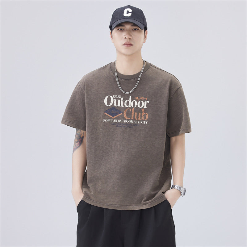 Men T-shirts Summer Short Sleeve Vintage Loose Top