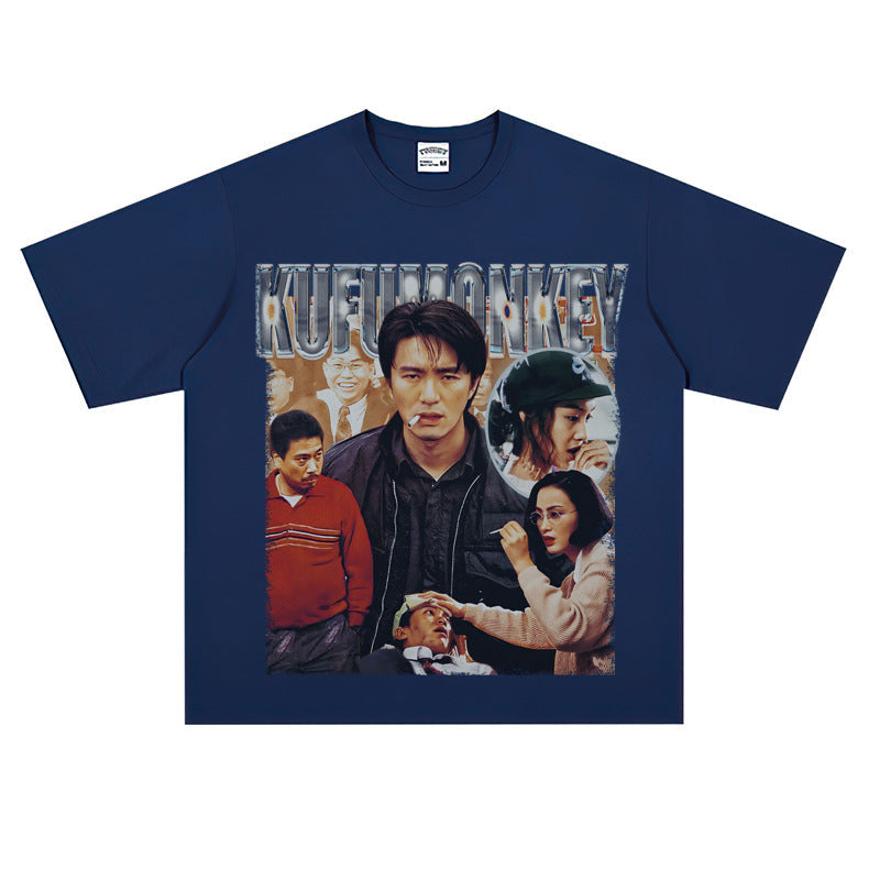 Film Star T Shirt Classic Movie Fight Back to School Cotton Short Sleeve Loose round Neck Retro T-shirt