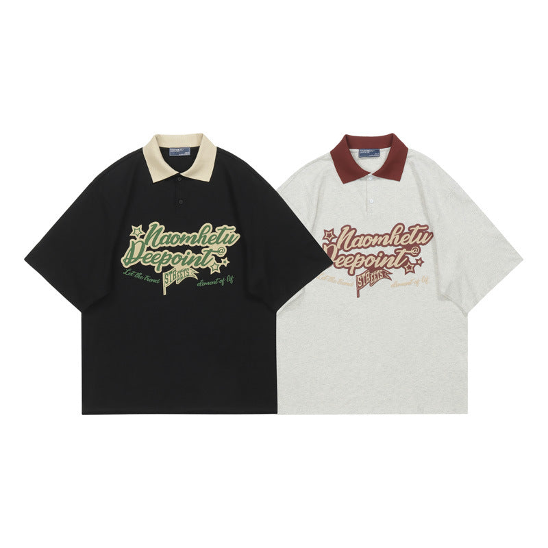 Vice streetwear loose lapel polo shirt T-Shirts