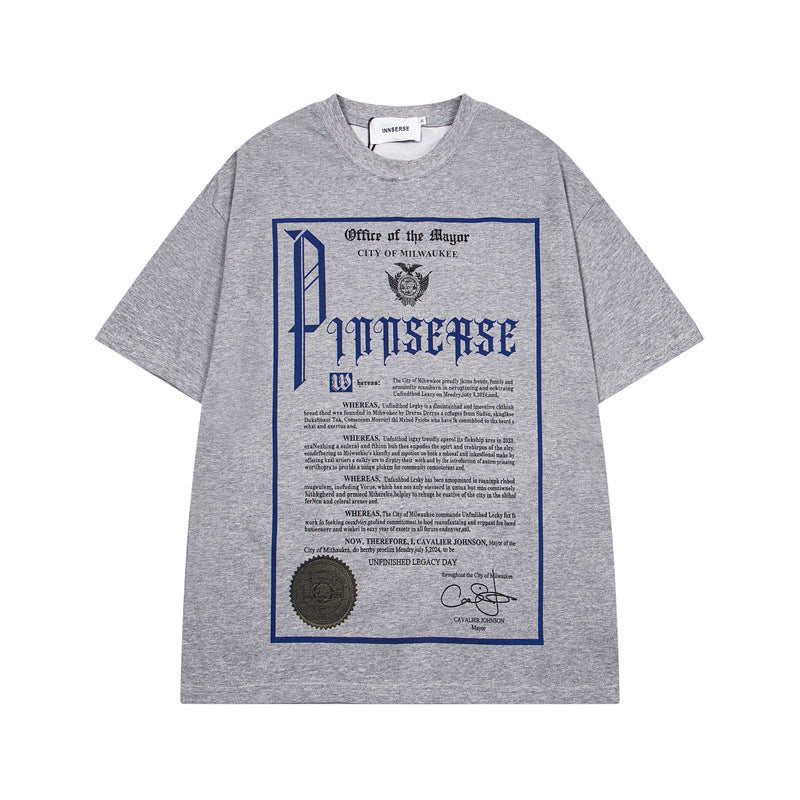 Camisas Retros Vintage Patch Embroidered Short Sleeve T-Shirt Oversize Top
