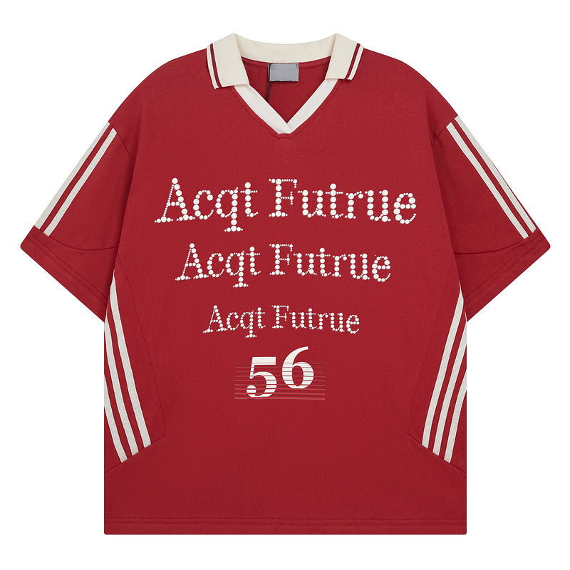 Racing oversized t shirt vintage jersey alphabet print short-sleeved t-shirt sports loose casual top