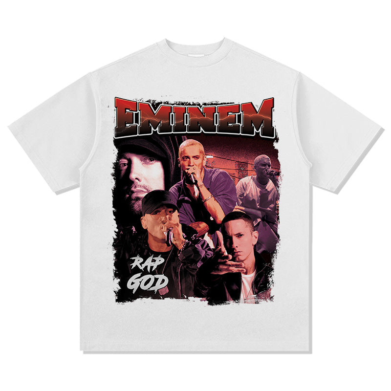 Cool t rapper Eminem Printed Hip Hop Street Short Sleeve T-Shirt