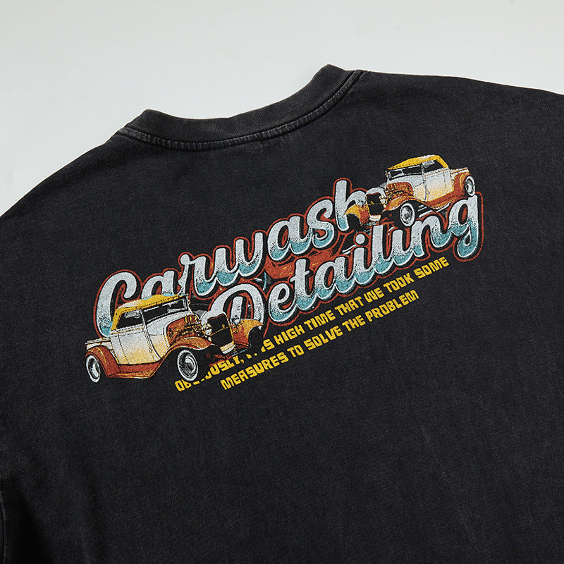Nyc T Shirt Vintage Car Print Short Sleeve T-Shirt Summer Loose Casual Top