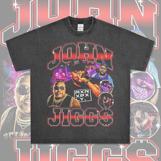 Outfit streetwear vintage hip hop johnjigg gills band print short sleeve t-shirt