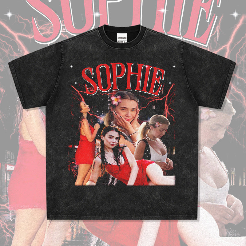 Marcas streetwear usa vintage hip hop Fei SOPHIE print short sleeve t-shirt