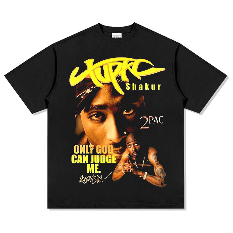 Cool t rapper vintage hip hop Tupac print short sleeve long sleeve crew neck t-shirt