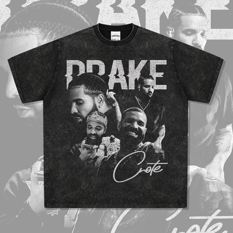 Cool t rapper Drake print hip hop crew neck hiphop short sleeve vintage t-shirt