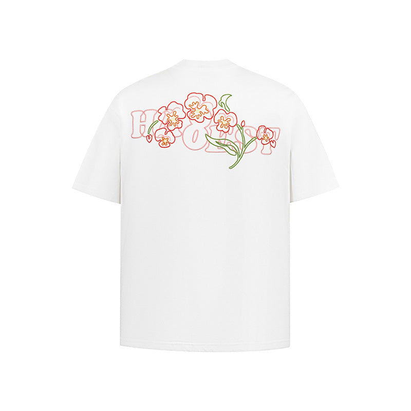Nyc 1990 Shirt Floral Letter Embroidery Short Sleeve T-Shirt