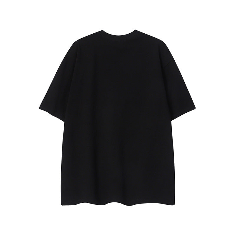 Vintage T Shirts Hip Hop Finger Print Crew Neck Short Sleeve T-Shirt