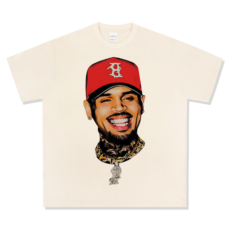 New york hip hop shop vintage chris crown print short sleeve t-shirt