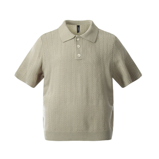 Hustle vintage summer vintage cutout knitted sweater short sleeve polo neck sweater