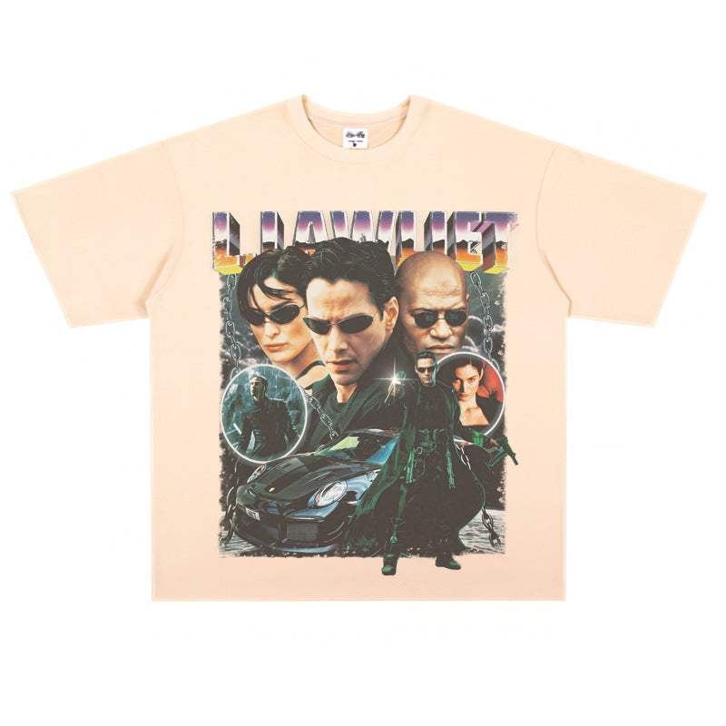 Film Star T Shirt Personalized Cotton Short Sleeve Loose American Retro Design T-shirt