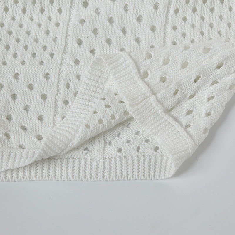 Nyc 1990 Shirt Vintage Lapel Hollow Sweater Knitted Sweater Jacket