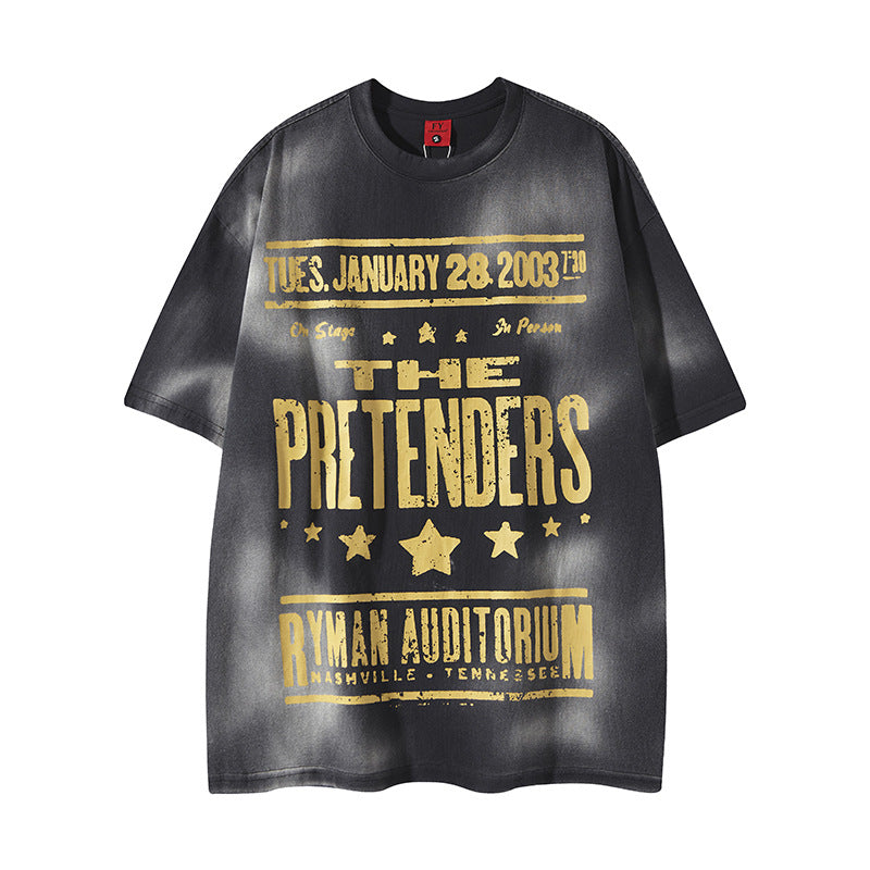 New York Hip Hop Style Alphabet Print Short Sleeve T-Shirt Summer Loose Casual Top