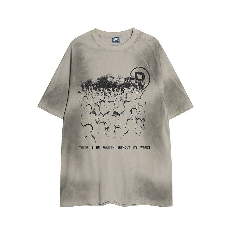 US drip outfits summer vintage do old loose short sleeve T-Shirts