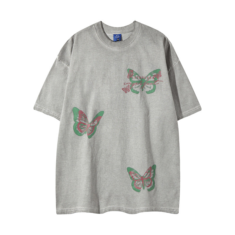 Nyc T Shirt Butterfly Crew Neck Short Sleeve T-Shirt Summer Loose Casual Top