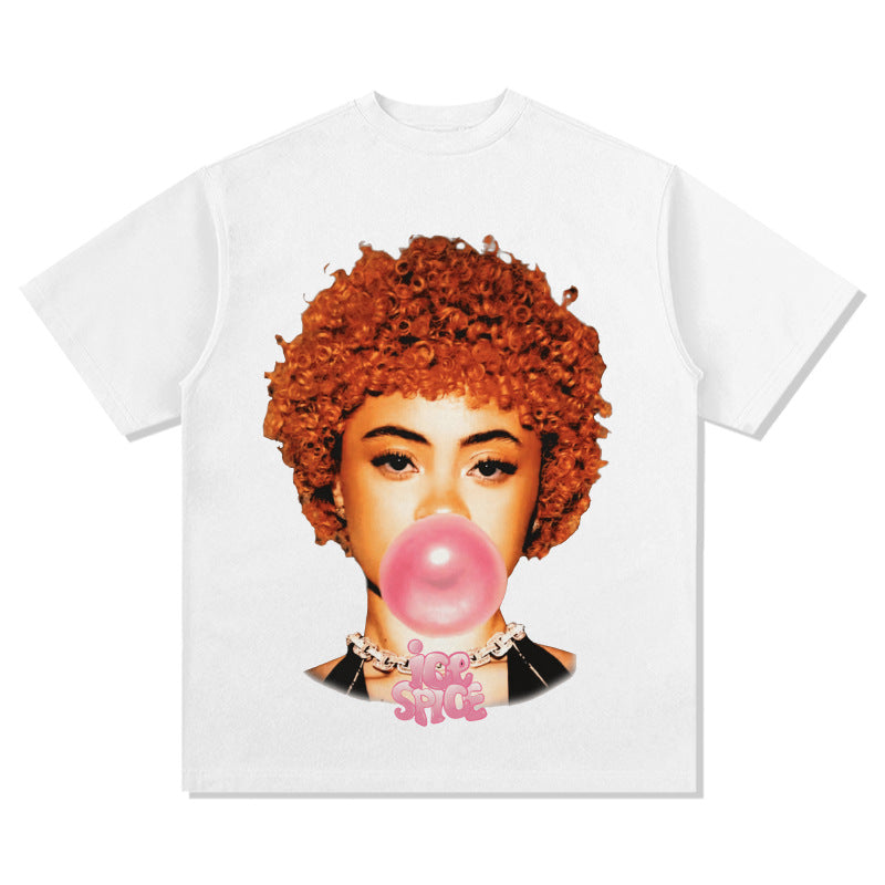 Streetwear masculino hip hop rap Ice Spice print long sleeve short sleeve t-shirt