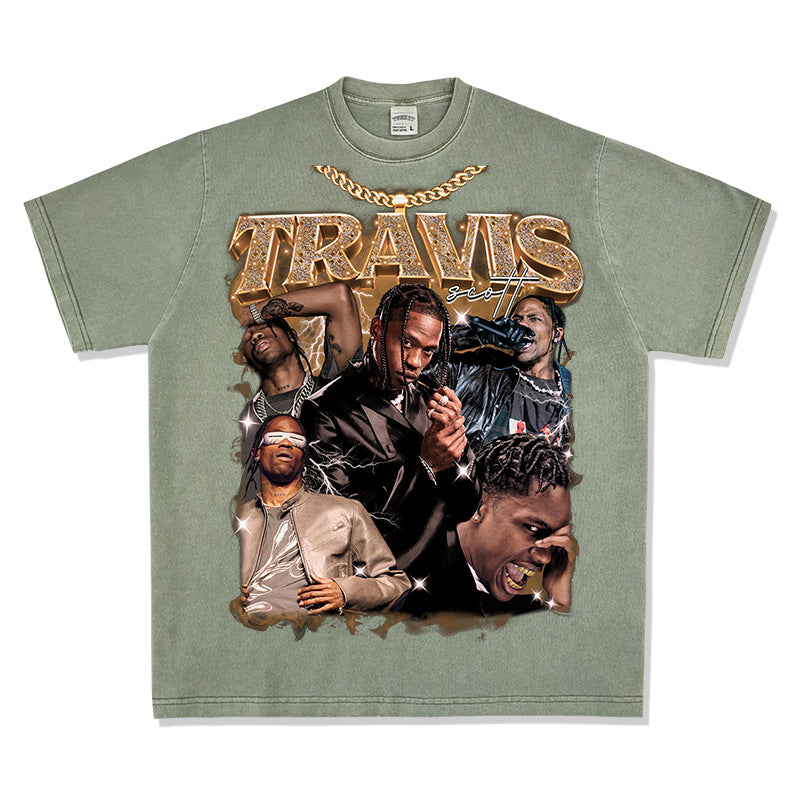 New york hip hop shop hip hop TRAVIS SCOTT print short sleeve t-shirt