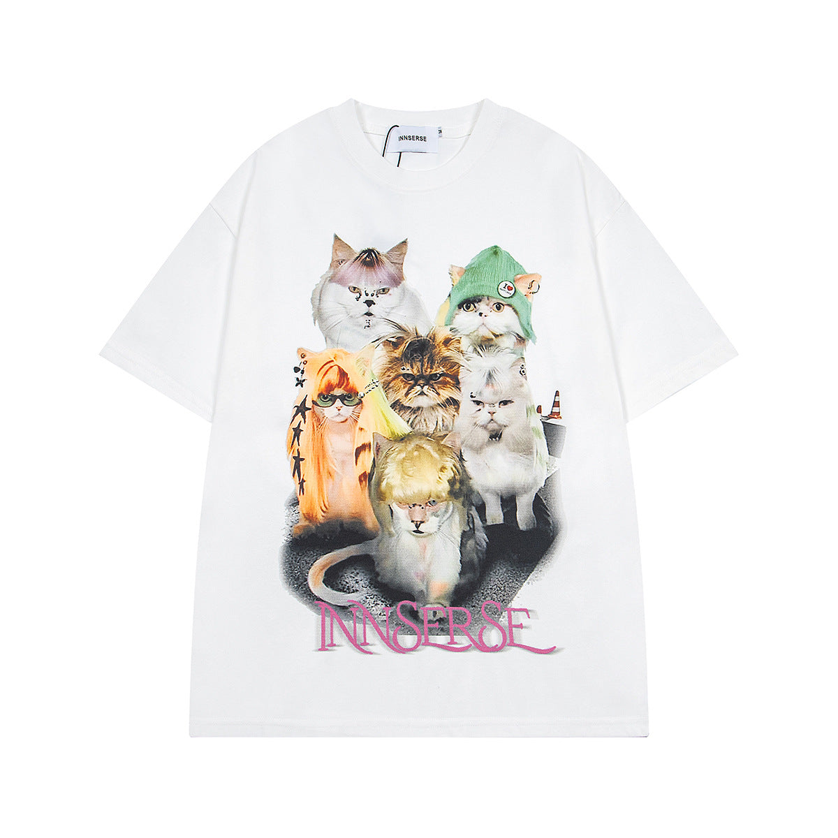 Retro Style Shirt For Men Retro Pussy Print Short Sleeve T-Shirt Loose