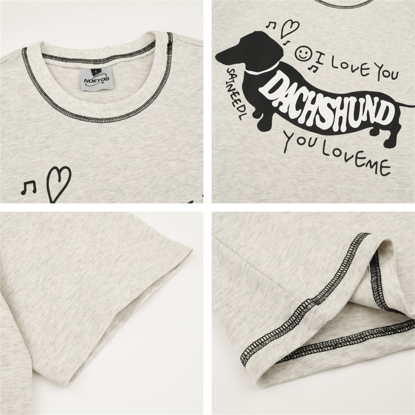 Distorted vintage puppy letter print short sleeve t-shirt summer oversize casual top
