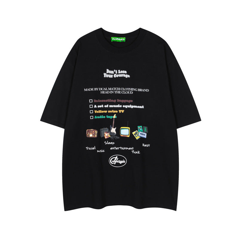 Hip Hop Shirts For Boys Alphabet Print Short Sleeve T-Shirt Vintage