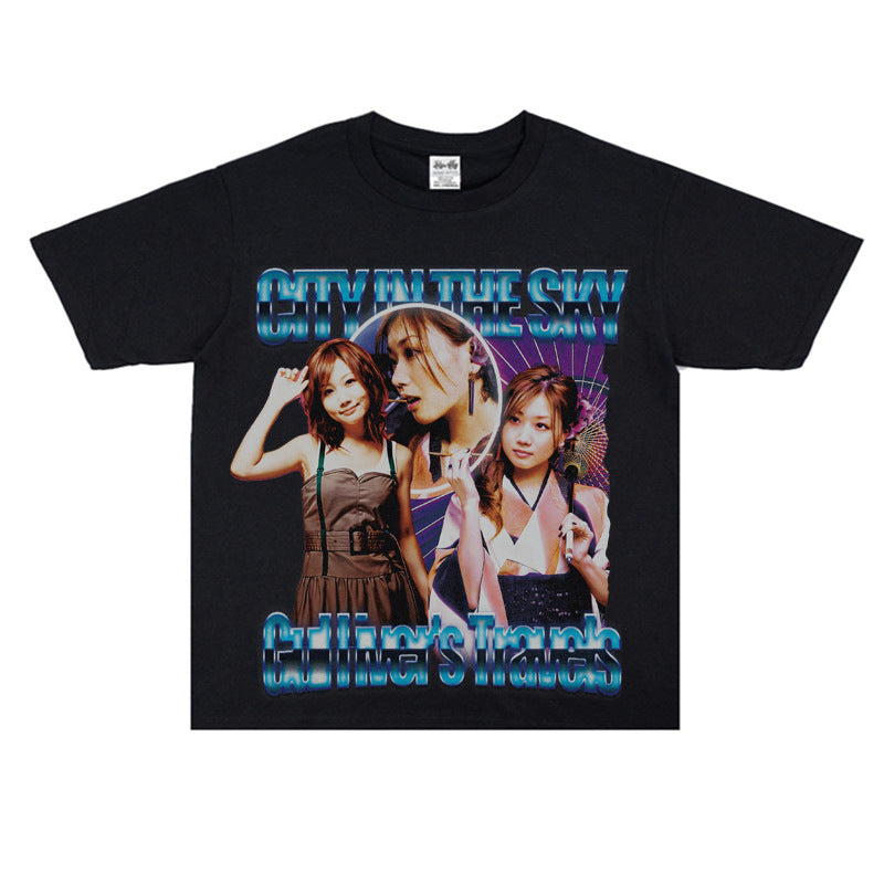 Film Star T Shirt Loose Heavy Retro Street T-shirt Men and Women