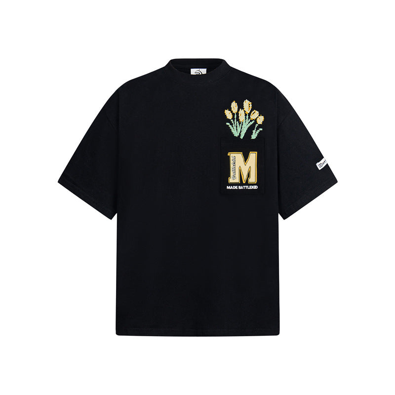 Casual Street Wear Rose Tulip Short Sleeve T-Shirt