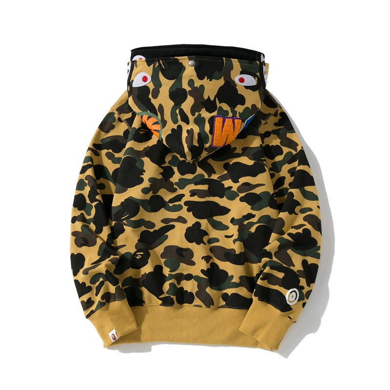 Ape Hoodie Shark Under the Stars Hooded Cardigan Zip Double Hat Camo Sweater Jacket