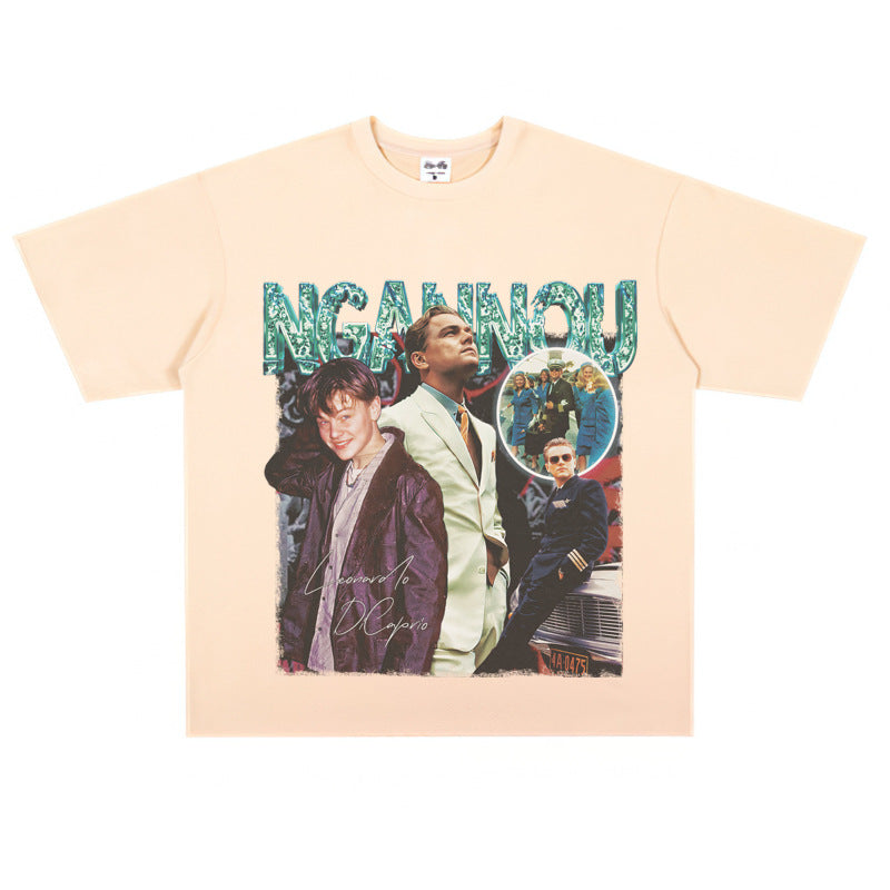 Film Star T Shirt Short Sleeve Loose Retro American Design T-shirt Men
