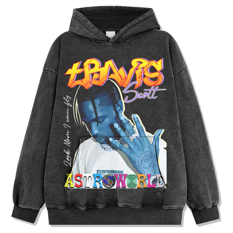 Marcas streetwear usa vintage Travis Scott print, crew neck sweater