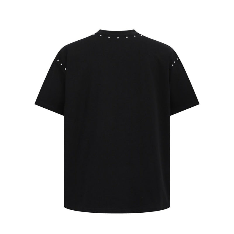 Stone Wash T shirt Clean Short Sleeve T-Shirt Summer Loose Turtleneck T-Shirt