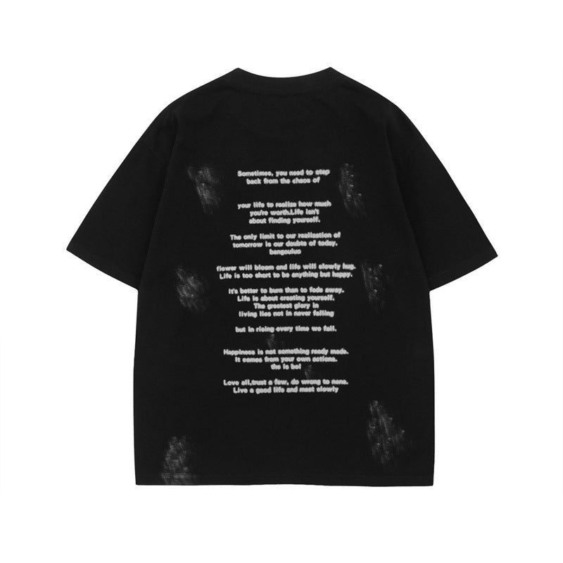 US drip outfits summer vintage done casual loose short sleeve T-Shirts