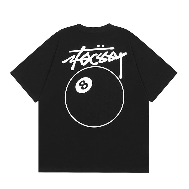 Hip Hop Clothes New York Black 8 Print Short Sleeve T-Shirt Summer Loose Top