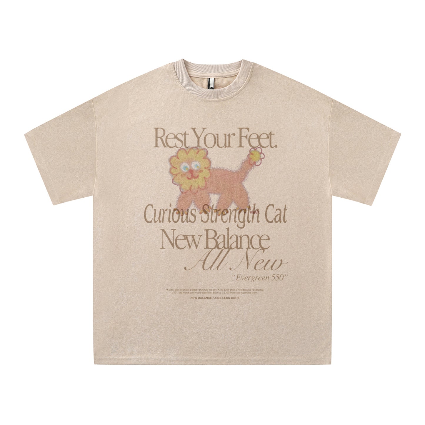 Distorted vintage cute sunflower lion short sleeve t-shirt