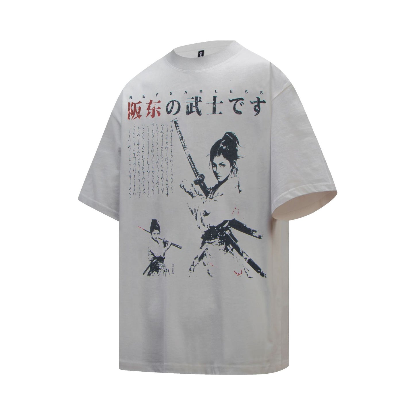Unisex T-shirts Summer Vintage Girl Samurai Men's Loose Short Sleeve T-Shirt