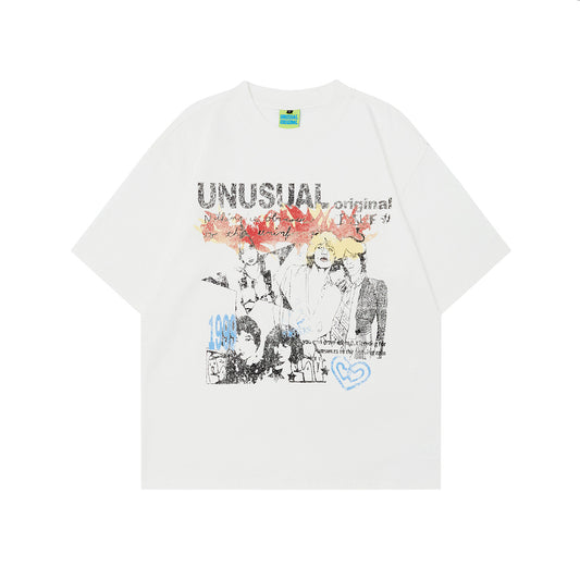 90s West Coast Hip Hop Fashion T Shirts Summer Vintage Old Figure Print Short Sleeve T-Shirts