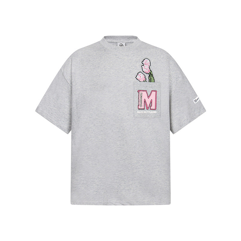Casual Street Wear Rose Tulip Short Sleeve T-Shirt