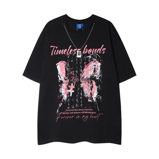 Nyc 1990 Shirt oversize Butterfly Letter Print Short Sleeve Top