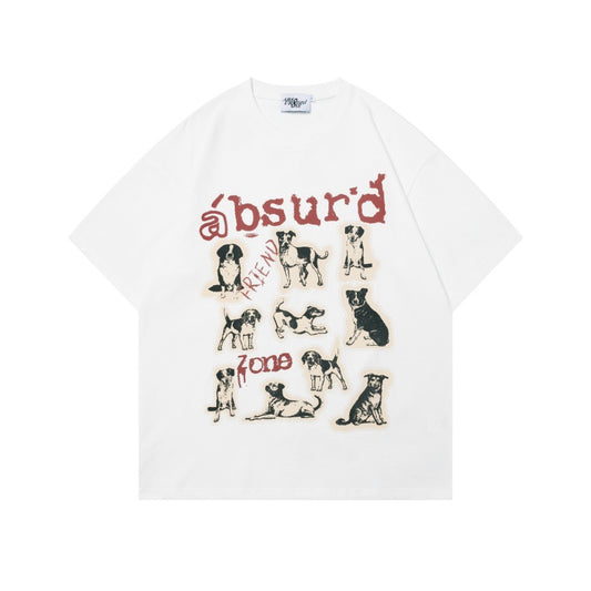 Camisetas streetwear Summer Vintage Puppy Letter Print Casual Short Sleeve T-Shirt