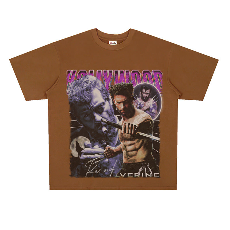Film Star T Shirt Movie the Wolverine Cotton Short Sleeve Loose Retro T-shirt Men
