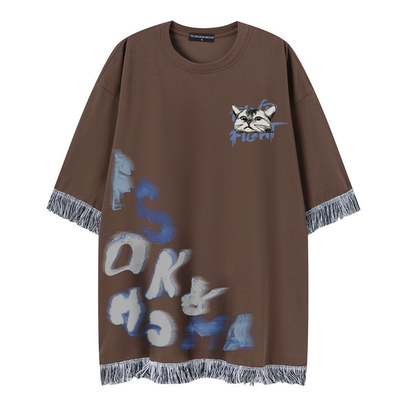Camisetas streetwear Summer Vintage Pussy Letter Print Casual Loose Short Sleeve T-Shirt