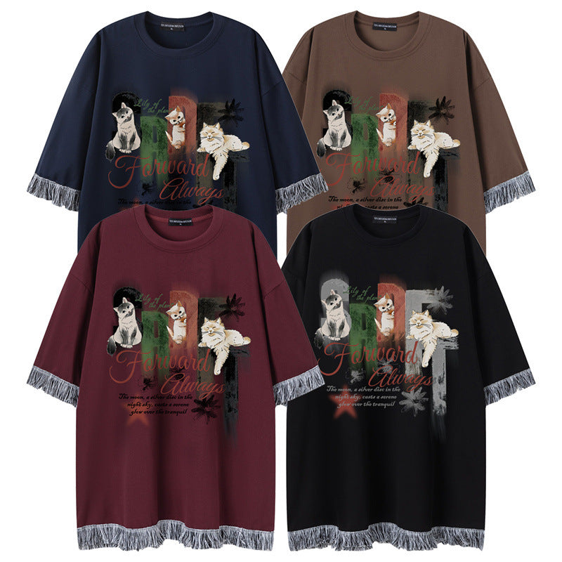 Camisetas streetwear Summer Vintage Pussy Casual Loose Short Sleeve T-Shirt