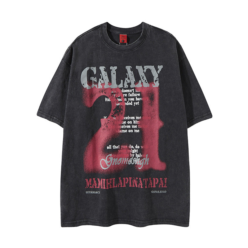 Distorted vintage summer retro washed old short sleeve t-shirt