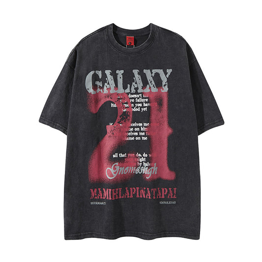 Distorted vintage summer retro washed old short sleeve t-shirt