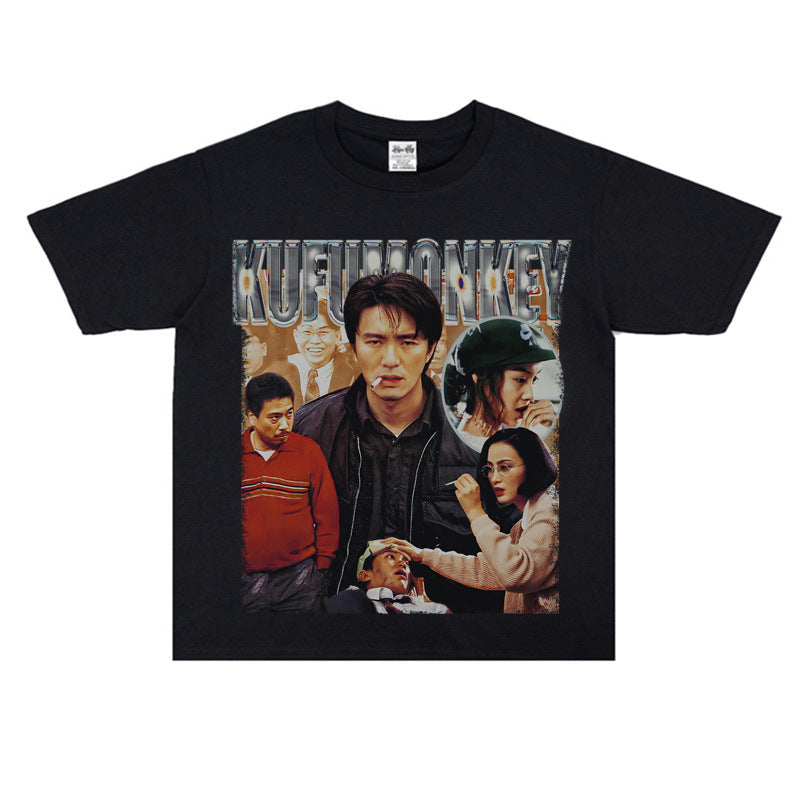 Film Star T Shirt Classic Movie Fight Back to School Cotton Short Sleeve Loose round Neck Retro T-shirt