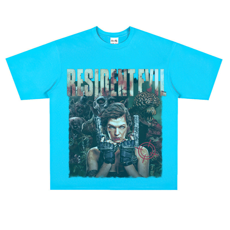 Film Star T Shirt Personalized Cotton Short Sleeve Loose Retro Design T-shirt for Men and Women