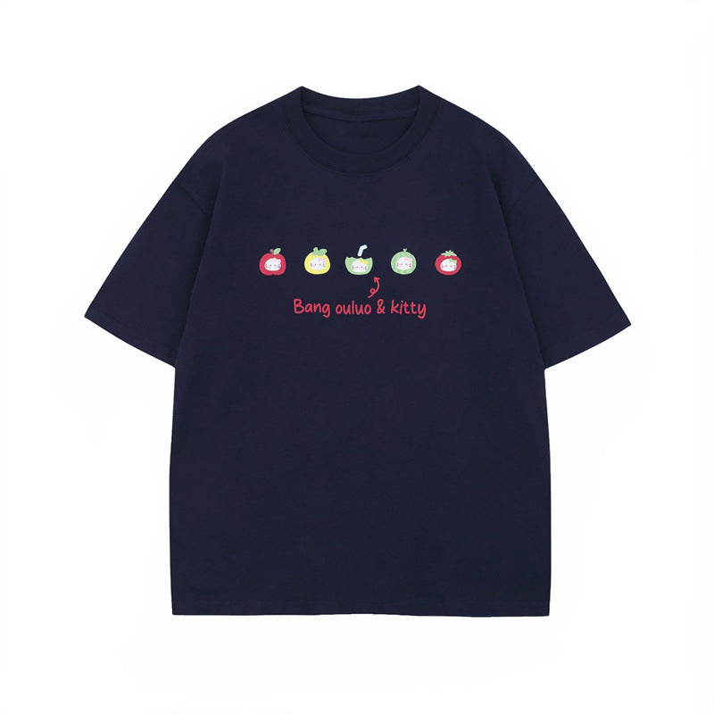 US drip outfits Summer Vintage Fruit Casual Loose Short Sleeve T-Shirts