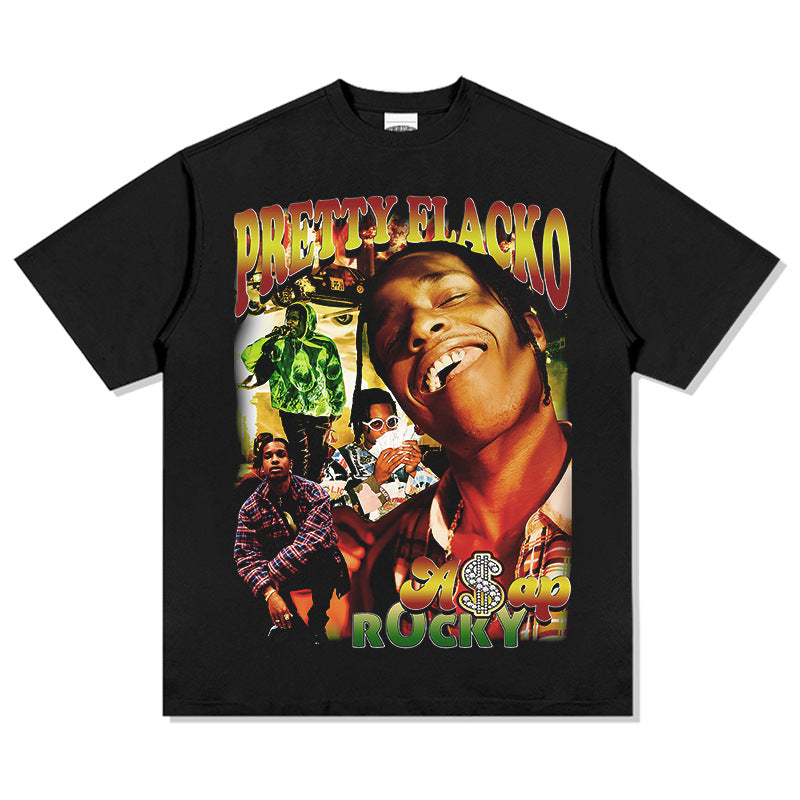 Streetwear masculino ASAP A $AP ROCKY hip hop t-shirt short sleeve